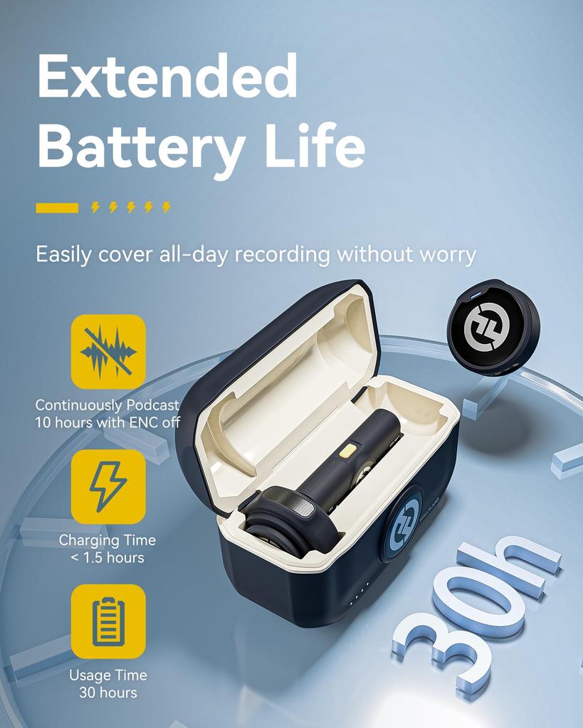 Hollyland Lark M2 Lightning Wireless Microphone, 48kHz/24bit HD Audio, 300m Range, 30H Battery, Noise Cancellation, for iPhone iPad Apple Device