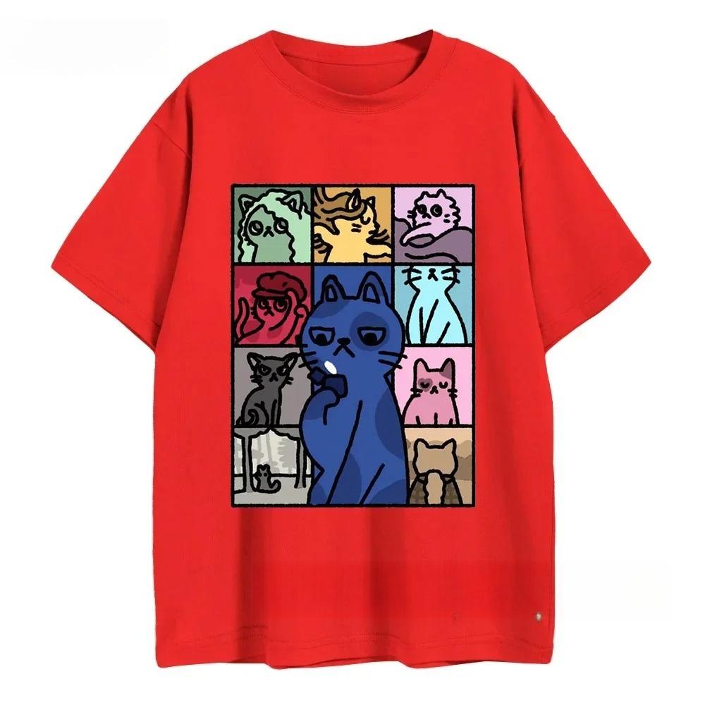 Летняя мужская хлопковая футболка, футболка с графическим рисунком мультяшного кота, короткорукавная одежда Tyler Swif, женская уличная одежда Harajuku, футболка