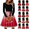 Women's Casual Fashion Long Sleeve Christmas Graphic Printed Vintage Long Dresses