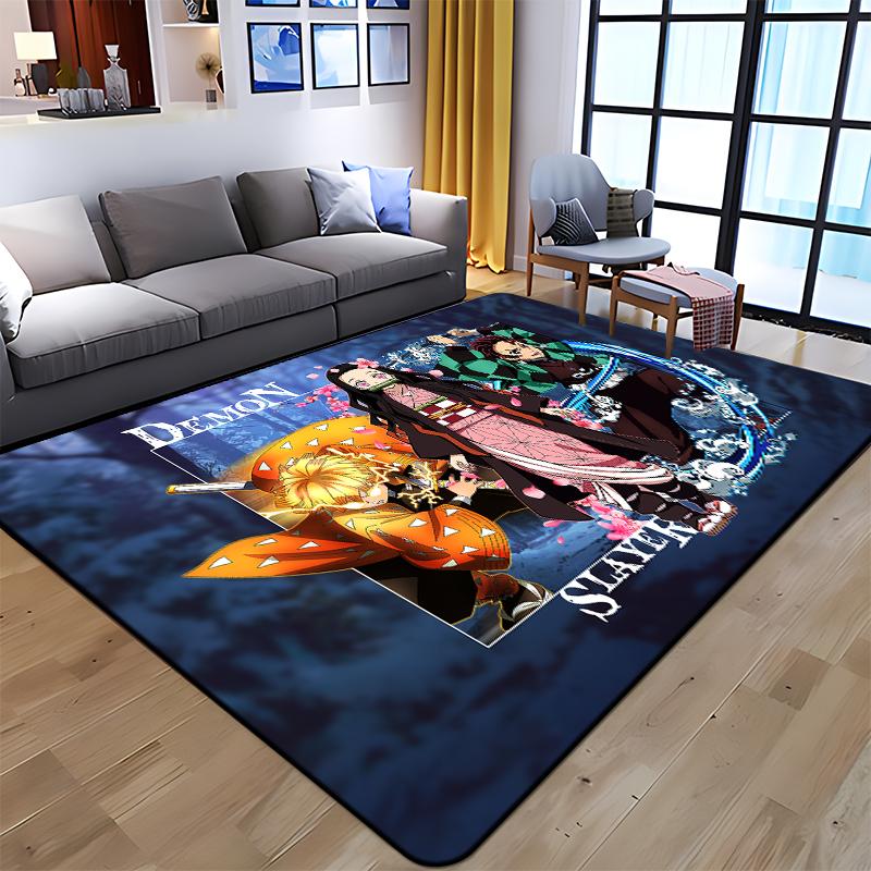 Demon Slayer Art Print Floor Mat Living Room Game Room Carpet Camping Picnic Mat Doormat Floor Mats Anime Room Decor Area Rug
