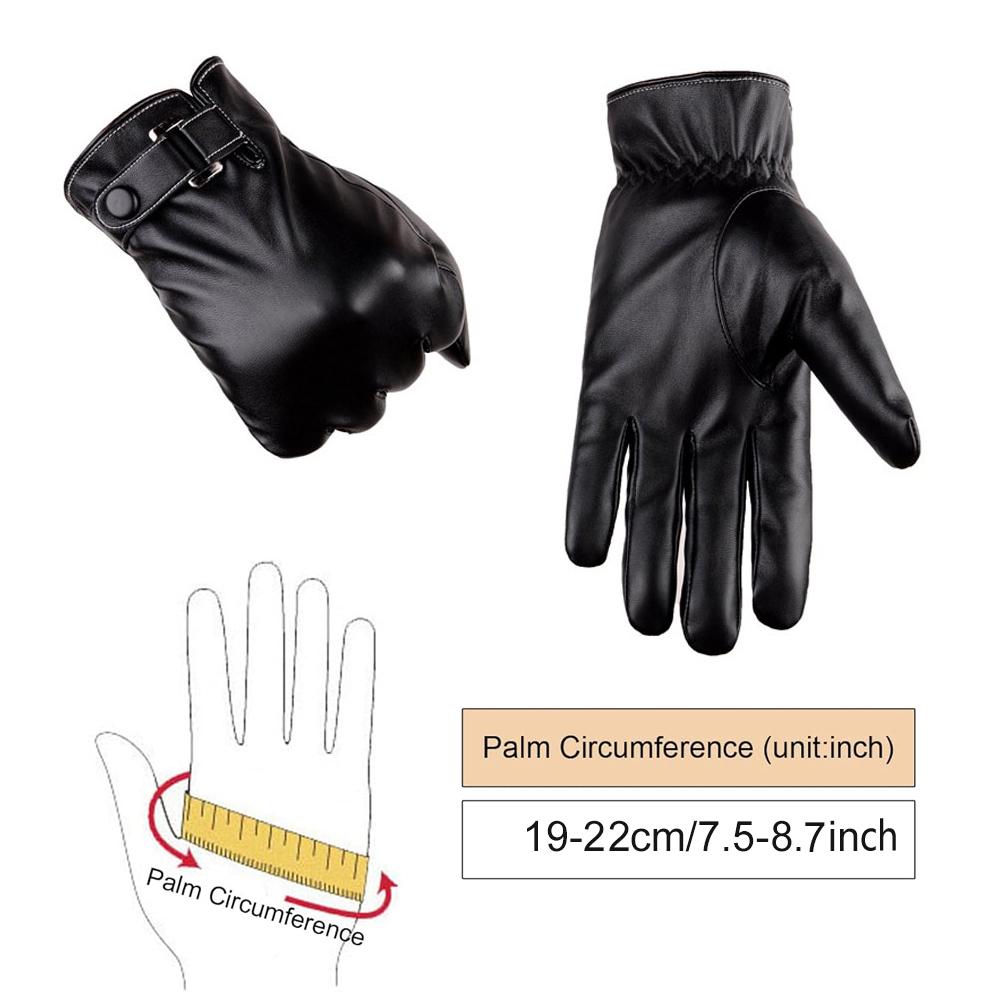 Fashion Winter Gloves Full Palm Touch Screen Warm Pu Leather Windproof Wrist Support Lightweight Cold Weather