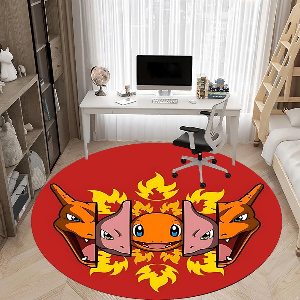 1pc Charmander Chair Carpet for Office Non-Slip, Soft & Comfortable, Carpet for Office, Gaming, Lightweight Round Floor Mat yy251021021