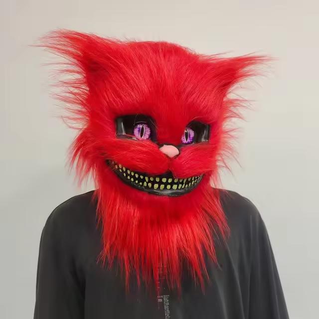 Белый кошачий головной убор, латексная маска для животных, стоящая, латексная кошачья головная маска, костюм для вечеринки на Хэллоуин, реквизит