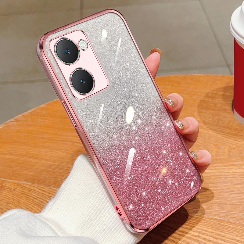 KEYSION Роскошный чехол-бампер с покрытием и блестками для VIVO Y03 Y03t, прозрачный мягкий ТПУ, противоударный чехол для VIVO Y18 Y18s Y28s 5G