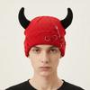 Yarn Devil Horns Hat Distressed Knitted Beanie Lovely Winter Pullover Cap  Female/Male