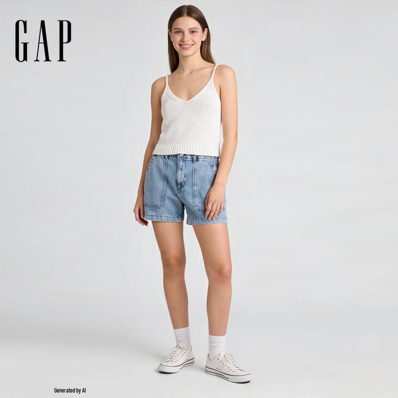 Gap Женские джинсовые шорты прямого кроя из хлопка и лиоцелла, весна 2026