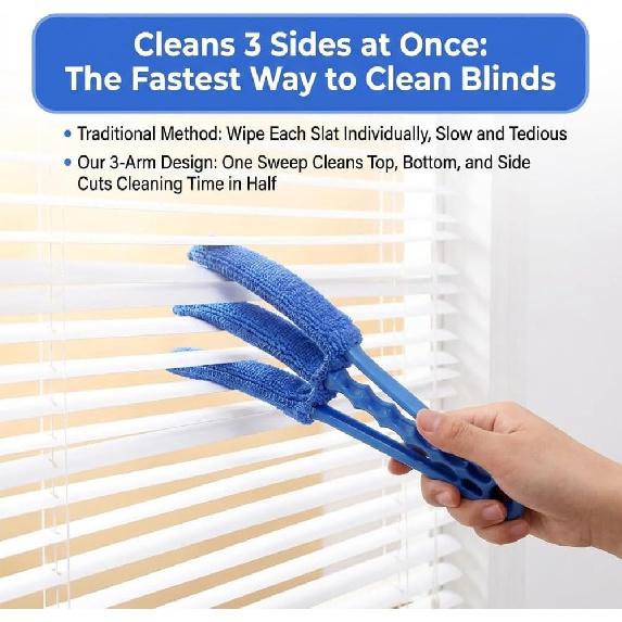 Window Blind Cleaner Duster Brush, 2 Pack Air Vent Cleaner Brush with 5 Reusable Microfiber Sleeves, Multi-Purpose Cleaning Tool for Venetian Blinds,