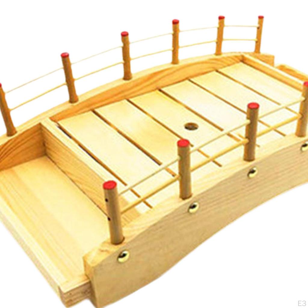 Wood Sushi Bridge Dish Food Plate Tableware Wooden Arch Platter for Restaurant