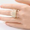 Aesthetic Inlaid Imitation Opal Stone CZ Women's Ring Trendy Gold Color Geometry Daily Wear Party Jewelry Anniversary Gift