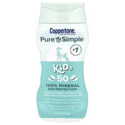 Pure & Simple, Детский, 100% минеральный солнцезащитный крем, SPF 50, 177 мл (6 жидких унций)