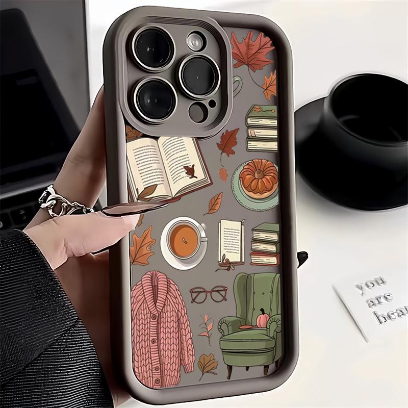 Кленовый лист Тыква Кофе Силиконовый Мягкий Чехол для Телефона Для iPhone 17 16 15 14 13 12 11 Pro Max 17 Air 16E XS X XR 7 8 Plus SE2 Чехол