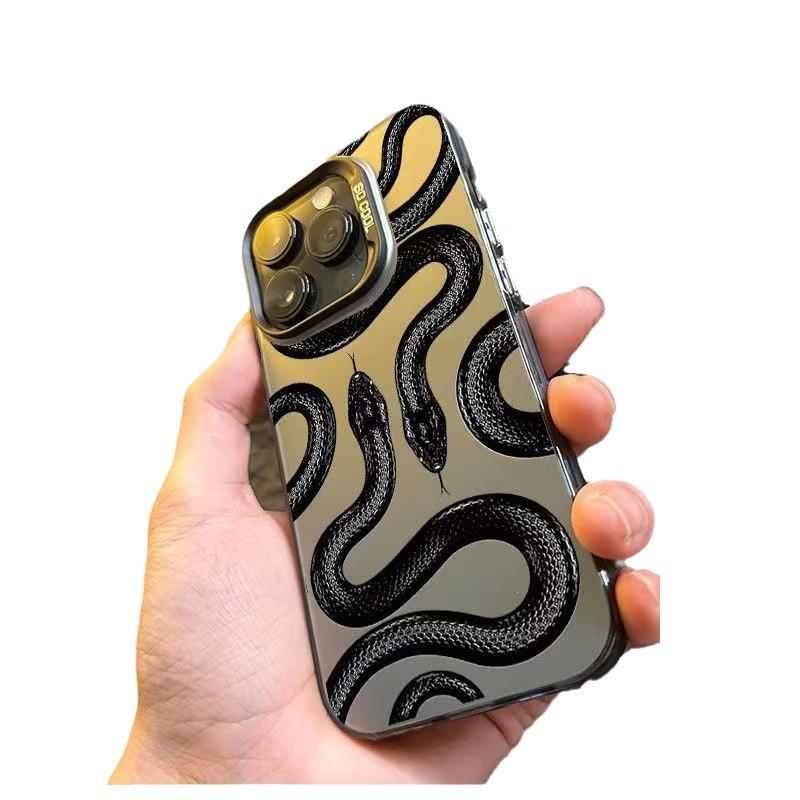 Чехол для телефона в европейском и американском стиле с темными двойными змеями для iPhone 12/13/14/15 Pro Max/16