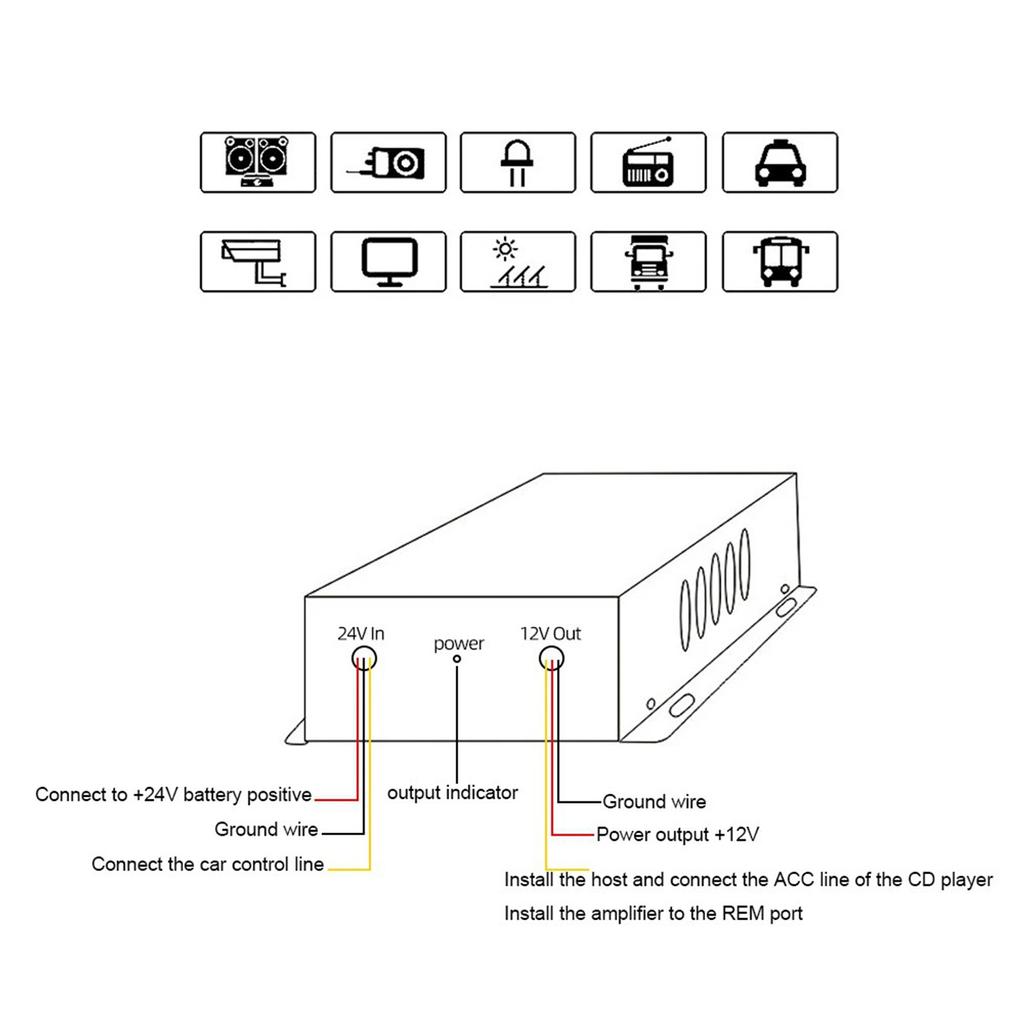 Автомобильный высокомощный редуктор напряжения шины 24 В до 12 В с памятью понижающий преобразователь адаптер питания инвертор высокого в низкий