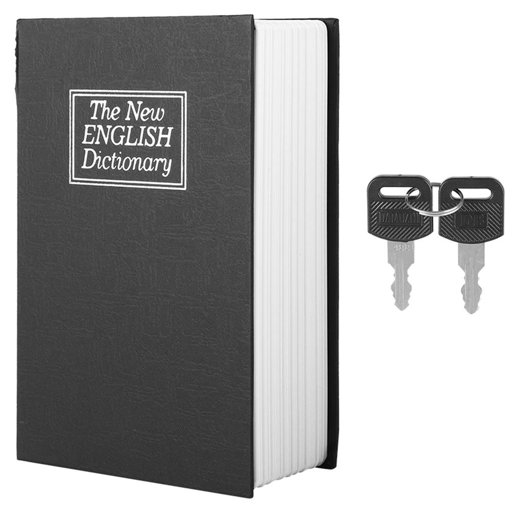 Black English Dictionary Safe Box Money Jewelry Collection Storage Case with 2Keys