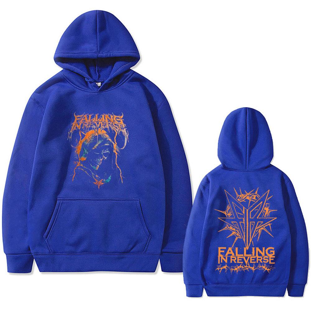 Rock Band Falling in Reverse Skeleton Graphic Hoodie Unisex Gothic Casual Oversized Hooded Sweatshirt Male Vintage Hoodies