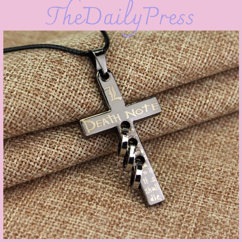 Anime Death Note Cross Pendant Necklace With Alloy Charm For Unisex Wear And Collectors