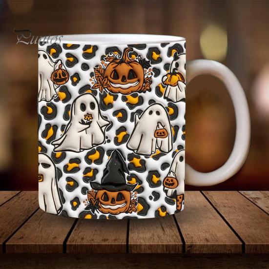 Кофейная кружка на Хэллоуин, керамическая кружка с тыквой, призрачным черепом и ручкой, стакан для сладостей, украшение для домашней вечеринки