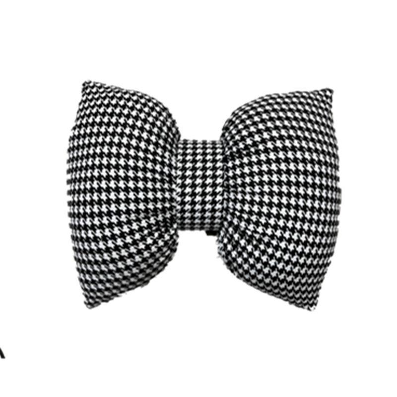 Houndstooth Bow Car Headrest Neck Pillow & Waist Pillow Set - Cute Car Interior Accessories for Women