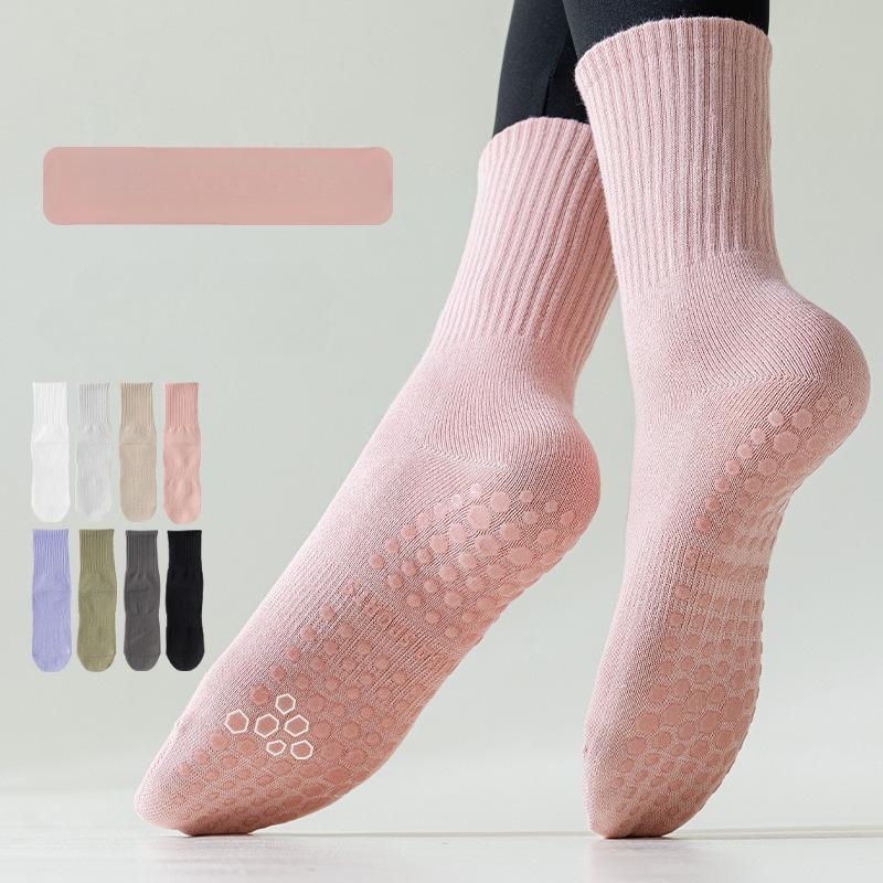 Autumn and Winter Simple Pure Color Mid Calf Socks Silicone Non-slip Fitness Indoor Dance Sock