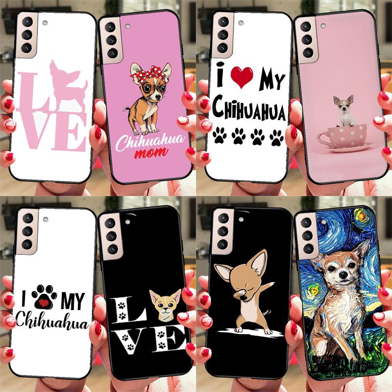 Love Chihuahua Dog Mom Puppy Soft Case For Samsung Galaxy S23 S22 S21 Ultra Note 20 Note 10 S8 S9 S10 Plus S20 FE Cover