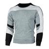 Men Spring Fall Sweatshirt Color Matching Round Neck Patchwork Soft Slim Fit Elastic Elastic Cuff Long Sleeve Pullover Casual Top T-shirt Male