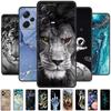For Redmi Note 12 Pro 5G Case Note12 Covers TPU Black Silicone Animals Cover for Xiaomi Redmi Note 12 Pro+ 5G Plus Fundas Soft