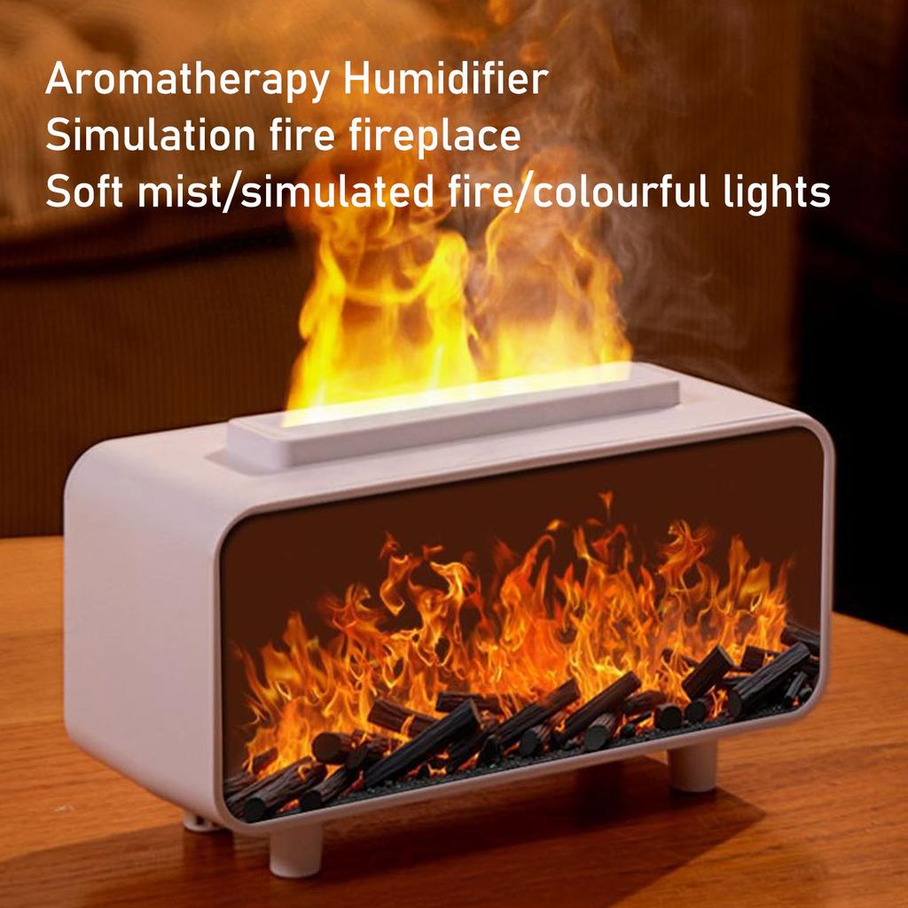 Увлажнитель-диффузор для камина Диффузор для эфирных масел Имитация Компактный 200 мл Защита от сухого горения 7 цветов подсветки для спальни