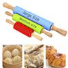 23/30/39cm Silicone Rolling Pin Non-Stick Pastry Dough Flour Roller Wooden Handle Pizza Pasta Roller Kitchen Pastry Baking Tool