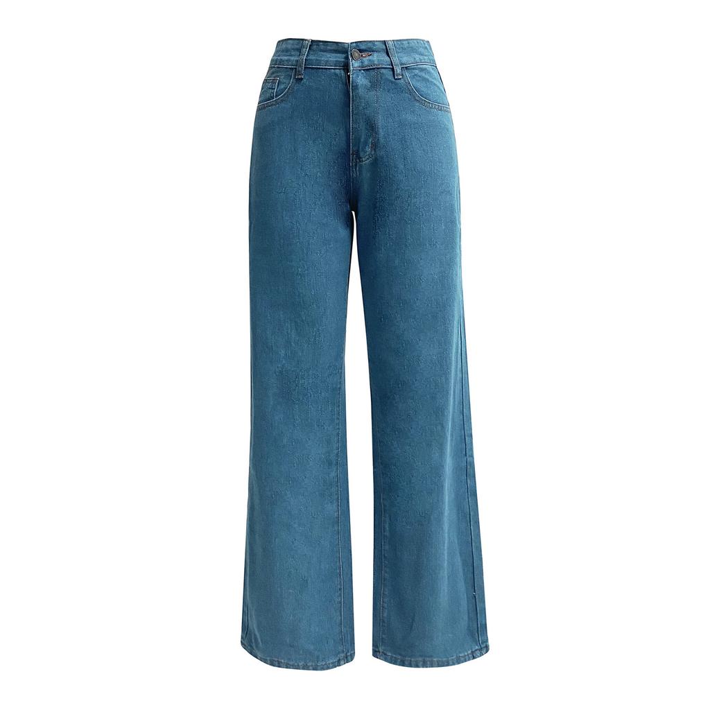 Spring Summer Straight Women Pants High Waist Loose Trousers Wide Leg Casual Denim Jeans Trousers Cropped Pants