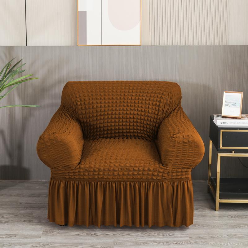 High Elastic Bubble Grid Sofa Cover 1/2/3/4 With Skirt Hem, All Season Universal Pet Anti Dirt Seersucker Sofa Cover