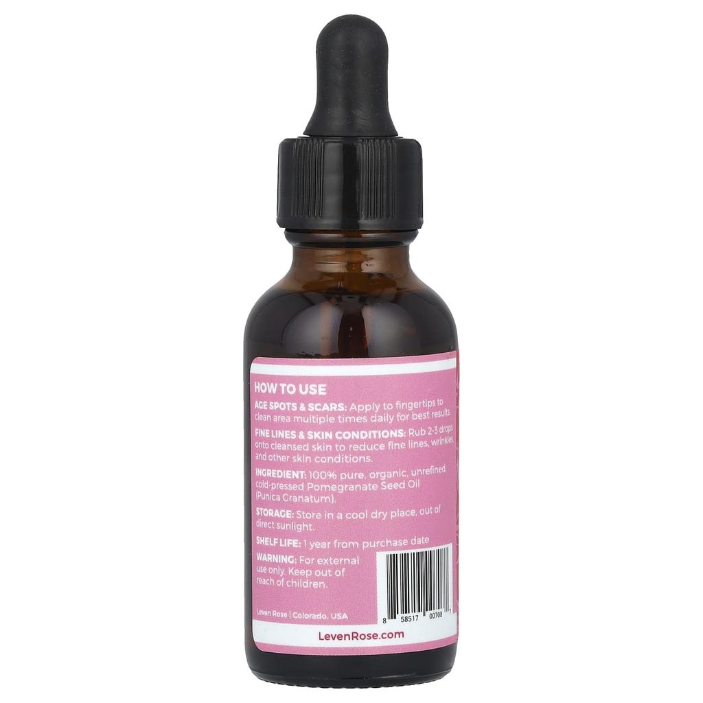 Leven Rose 100% Pure & Organic, Pomegranate Seed Oil, 1 Fl Oz (30 Ml)