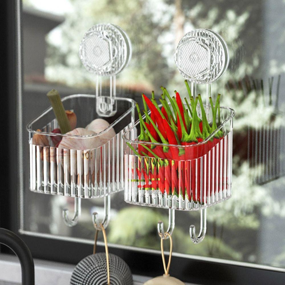 Punch Free Shower Storage Rack Organizer Bathroom Shower Basket Suction Cup Shelf Home