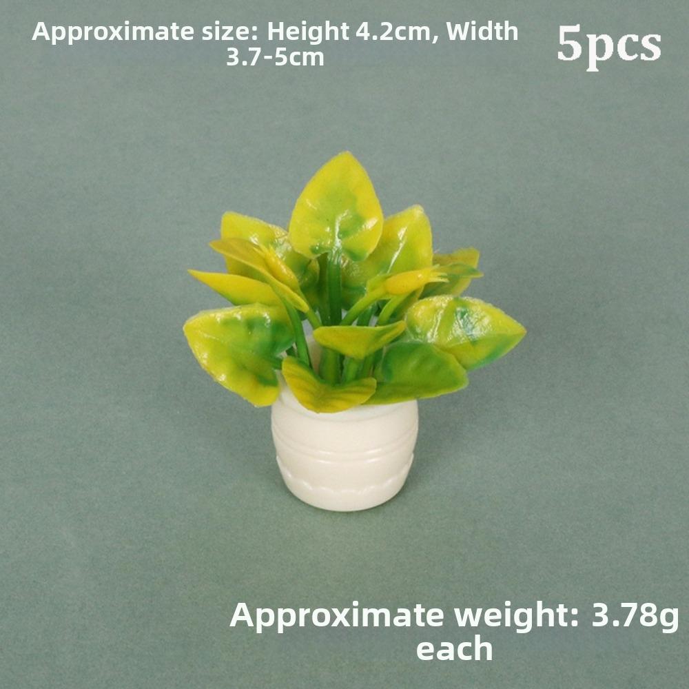 5pcs Plastic Simulation Vase Mini Green Luo Plant Outdoor Doll House Model Accessories