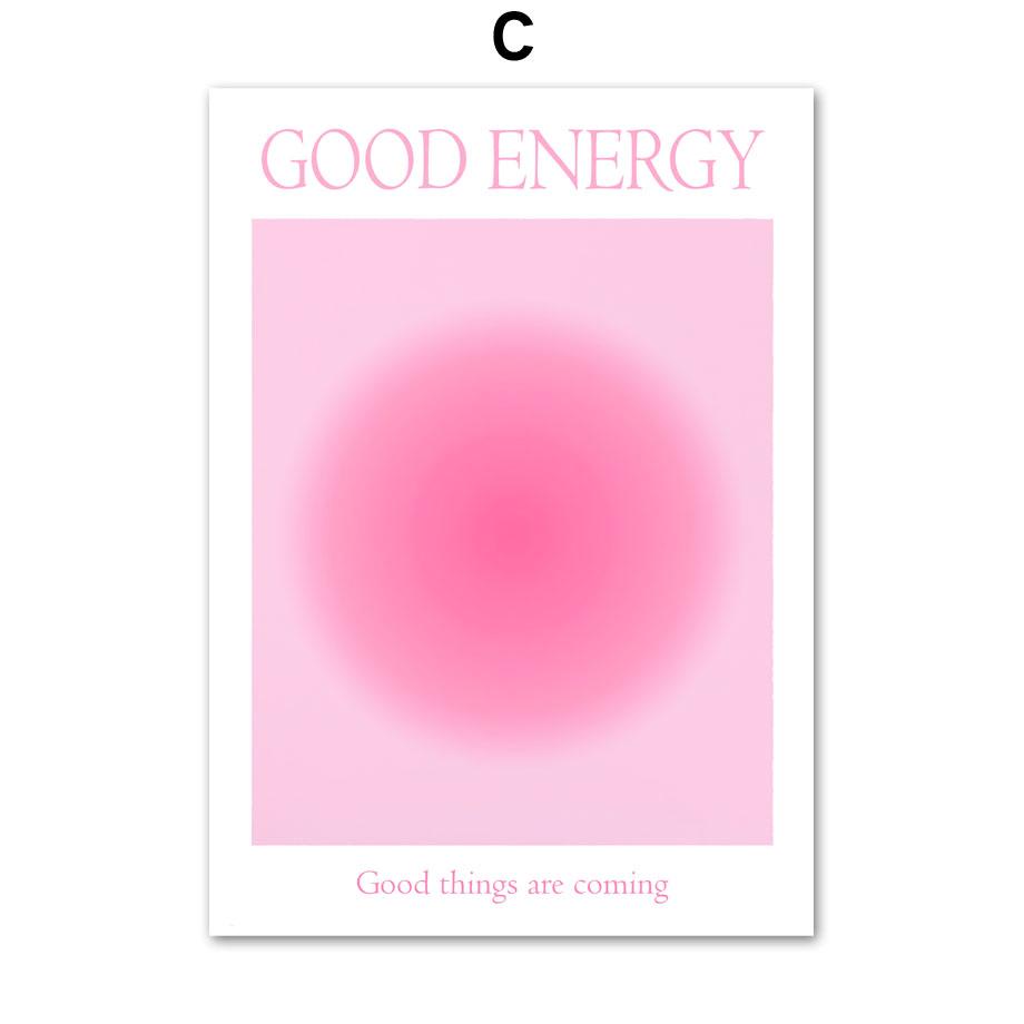 Pink Abstract Girl Flower Butterfly Good Energy Quote Wall Art Canvas Painting Posters And Prints Pictures For Living Room Decor