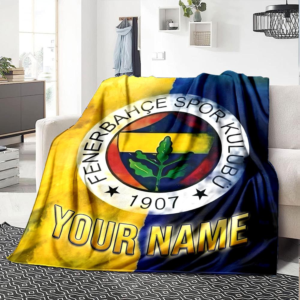 1pc Fenerbahçe Spor Kulübü Blanket with Custom Name, Gift, for Men and Women, Soft Blanket, Good for Sofa Bed Couch Travel, Lightweight Flannel Blanke