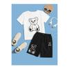 Черно-белый комплект с футболками и шортами для девочек и мальчиков с принтом панды