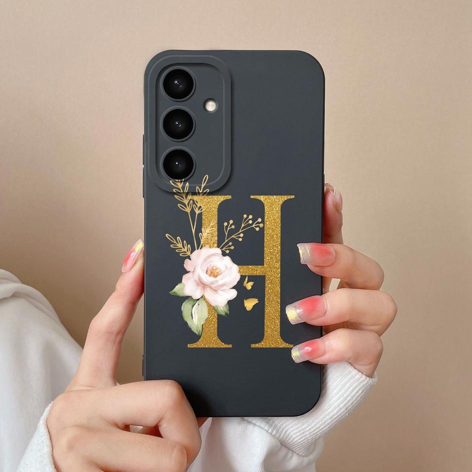 Flowers Letter Case For Samsung A05 A05S A16 S25 Plus S25Ultra A26 A56 F14 A36 Fashion Exquisite Pattern Soft Silicone Couples Covers For Samsung Capa