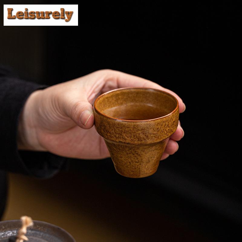 Ретро-старинная чашка для чая из глины и камня с резьбой в форме подковы. Чаша для дегустации чая Aussious Cloud Mastercup. Подарочная коробка для медитации.
