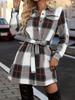 In Stock: New Large Plaid Belted Shirt Dress - Fashionable European & American Style