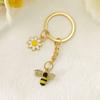 Mini Garden Key Chains Cartoon Metal Enamel Pendant Creative Bee Flower Key Ring  Jewelry Gifts