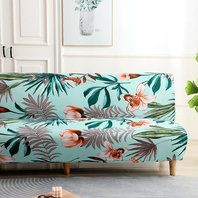 Print Flower Leaf Butterfly Heart Kiss All Without Armless Sofa Bed Cover Elasticity Slip Sofa Covers Pets Living Room Dustproof