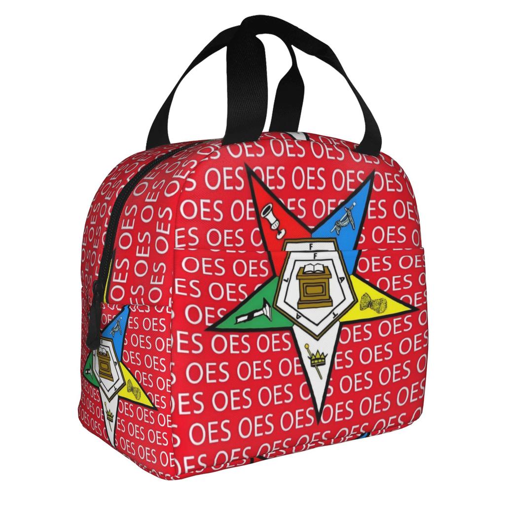 Order Of The Eastern Star Logo Thermal Insulated Lunch Bags Women Portable Lunch Container for School Multifunction Food Box