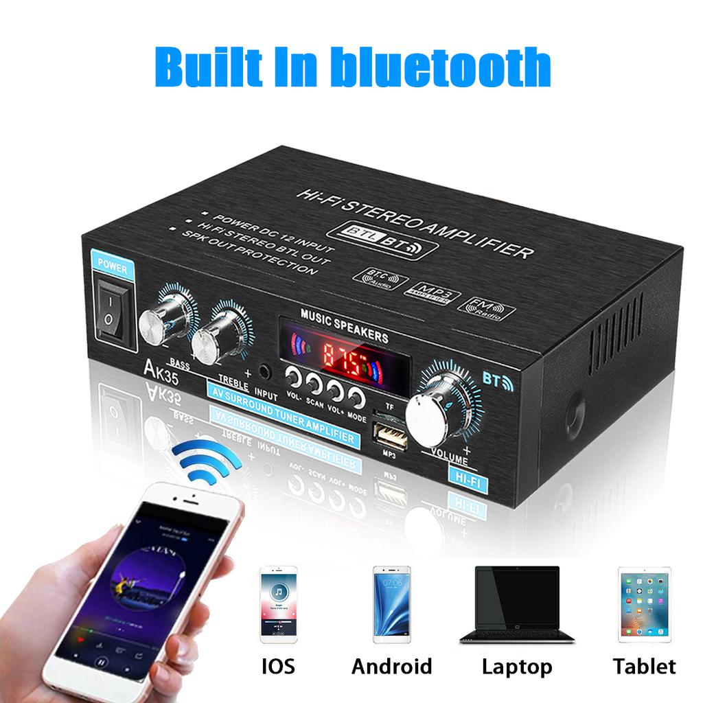 AK35 800W Home Digital Amplifiers Audio 110-240V Bass Audio Power Bluetooth Amplifier Hifi FM Auto Music Subwoofer Speakers