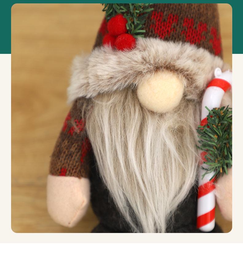 Новая Рождественская вязаная шапка с веткой сосны и украшением Рудольф - Праздничный подарок для вечеринки, игрушка