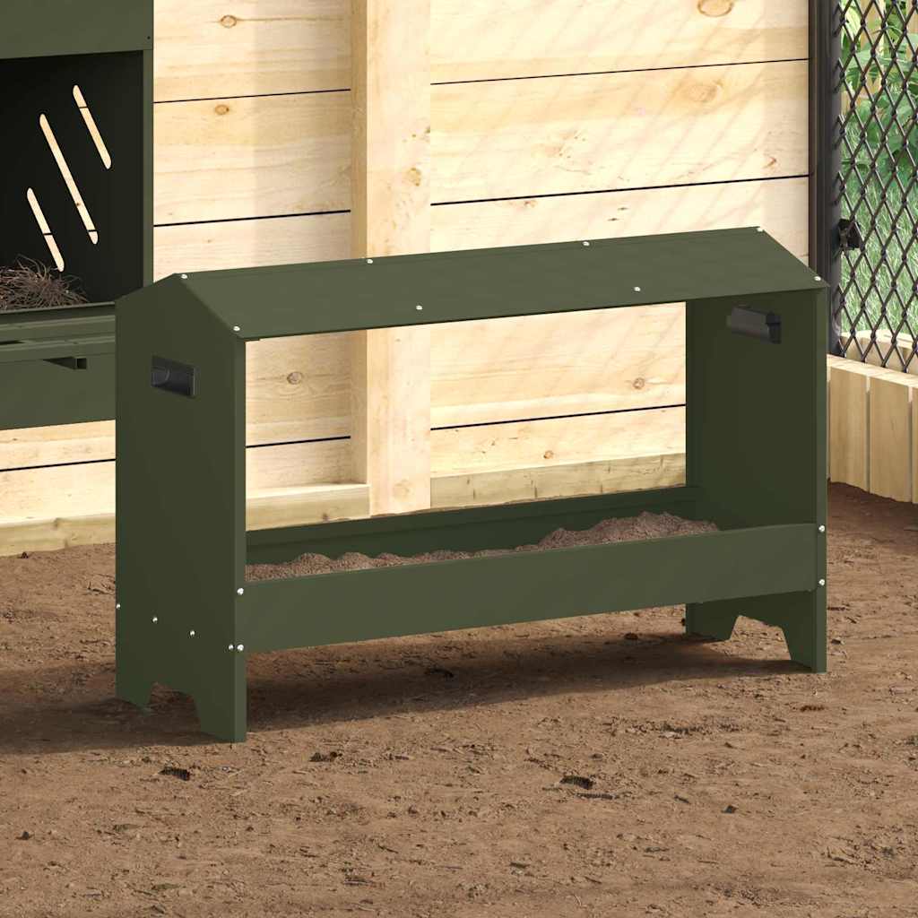Chicken Feeder Trough Olive Green 81 x 32 x 53.5 cm