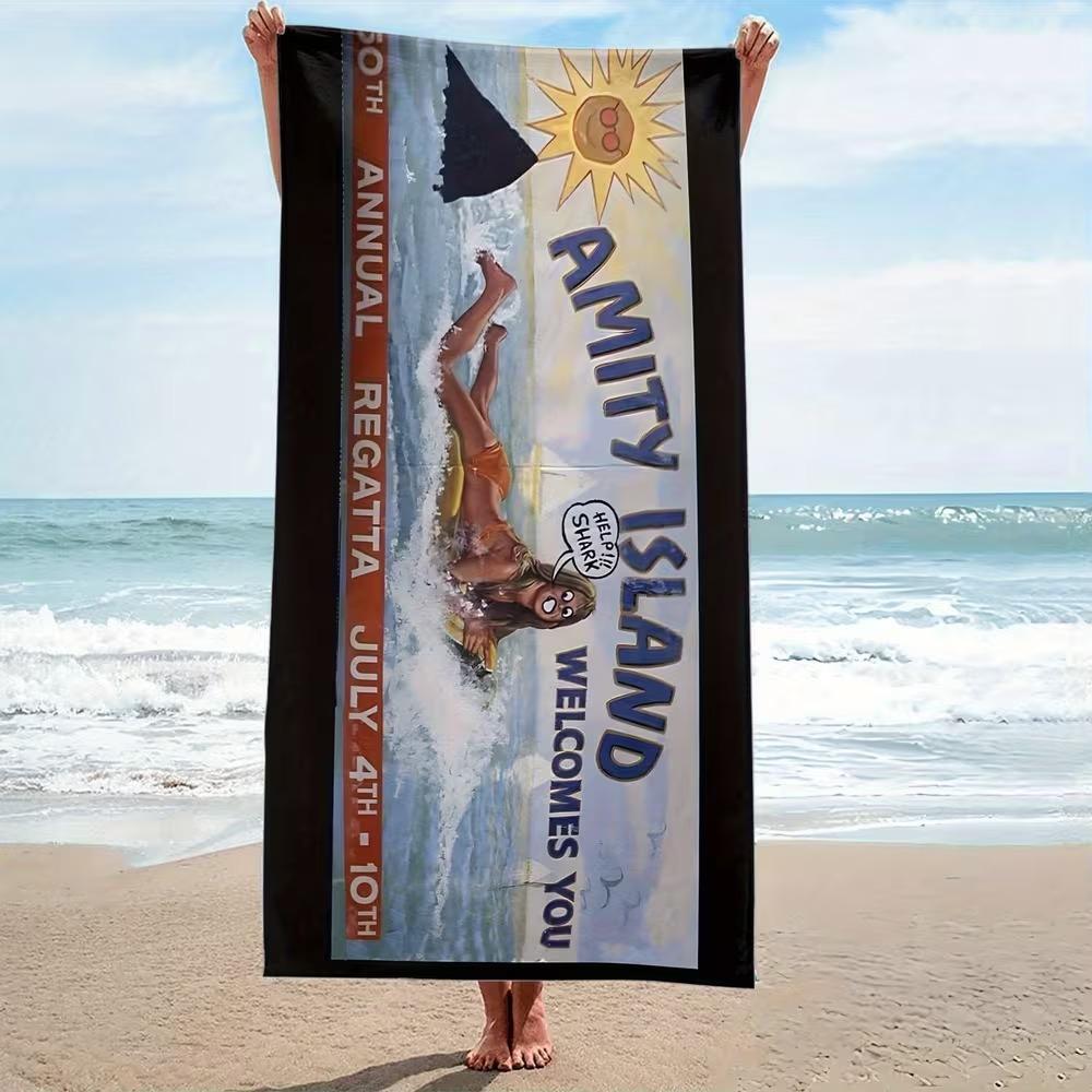 Beach Theme Beach Towel Starfish Shell Printing Microfiber Quick Drying Absorbent Large Bath Towel