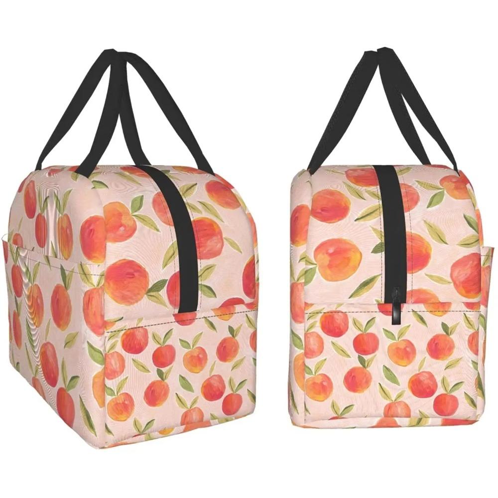 Peach Bright Orange Watercolor Cute Insulated Lunch Box Cooler Tote for Adults Work Office School Picnic Beach Reusable Lunchbox