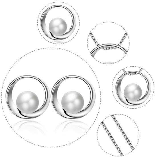 Женщины Искусственный жемчуг Круглый кулон Ожерелье Серьги-гвоздики Свадебная вечеринка Комплект ювелирных изделий