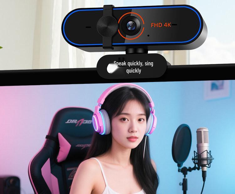 4K Ultra HD Live Streaming Webcam with Microphone for Computers and Laptops