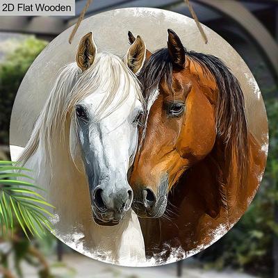 Деревянная табличка в деревенском стиле с узором лошади - Уникальные настенные педименты - Идеально для входной двери, двора, настенного декора